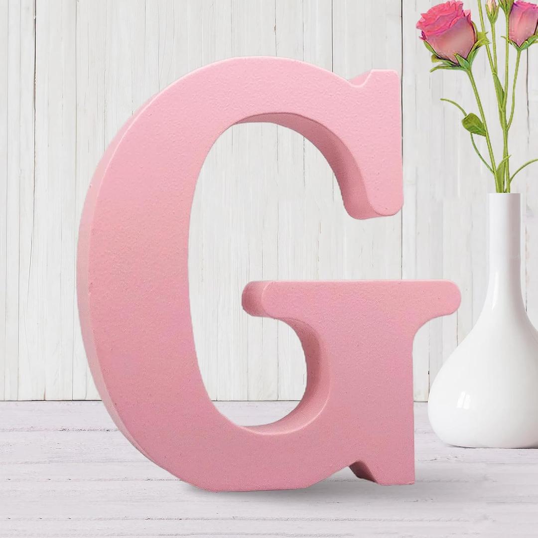 AOCEAN 6 Inch Pink Wood Letters Unfinished Wooden Letters for Wall MAGA Decorative Standing Letters Slices Sign Board for Crafts Christmas Decoration Home Party Projects (G)