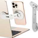 CloudValley Magnetic Laptop Phone Holder, 360 Rotating Mount Compatible with iPhone MagSafe and All Phones, MacBook, PC Monitor, Screen Stand for Tesla, Portable Accessory, Silver