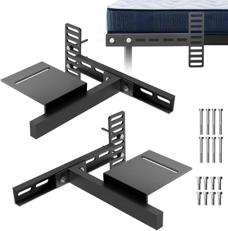 2 Pack Adjustable Headboard Bracket, Universal Metal Bed Frame Headboard with Extra Thick Steel,Bed Footboard Extension kit-Noise Free & Wobble Proof,Powder Coated Black Fit Twin/Full/Queen/King Size