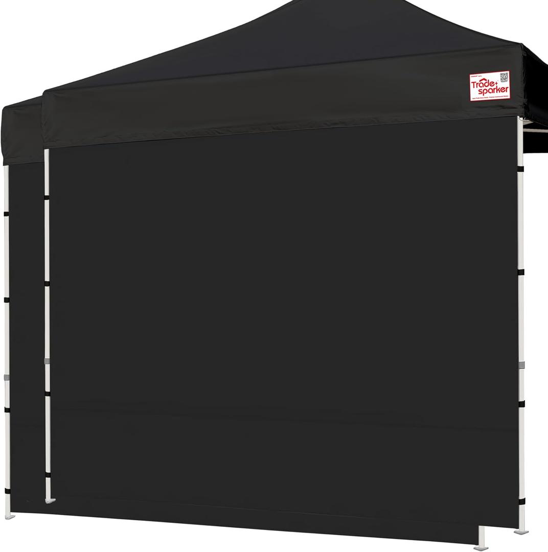 Tradesparker 10x10 Pop Up Canopy Wall with Zipper, 86 inch Height Instant Canopy SunWall Tent Sidewalls for 10x10 Pop Up Tent,2 Pack Sidewall Only,Black