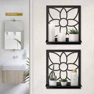 Flower Candle Wall Sconce, Retro Bathroom Wall Decor, Black Minimalism Wall Art for Living Room Bedroom Bathroom (2 Pack 11.8 x 13 in)