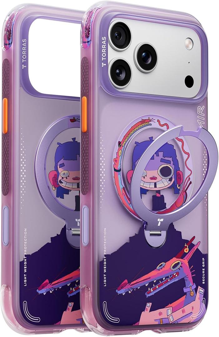 TORRAS X GAWX Q3 Air Limited Edition Case for iPhone 17 Pro 6.3 inch, Stronger Magnetic Stand, Fit for MagSafe, Heavy-Duty Protection for iPhone 17 Pro Phone Case, Camera Control, Neon NightMuse