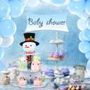 3 x Zopeal 3 Tier Winter Cupcake Stand Snowman Cake Holder Cardboard Xmas Cupcake Holder Snowflake Round Shape Cake Stand for Winter Frozen Holiday New Year Wedding Birthday Party Supplies