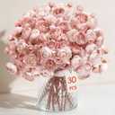 Alupssuc 30Pcs Ranunculus Artificial Flowers Faux Silk Mini Ranunculus, Spring Flowers Artificial Indoor for DIY Bouquets, Bulk Fake Wedding Filler Flowers for Bride Shower Decorations, Dusty Rose