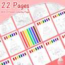 2 x Paint with Water Coloring Books for Toddlers, Watercolor Painting Book and Drawing Art Paper for Kids Ages 3 4 5 6 7 8 Years Old, Happy Birthday Art Craft for Drawing with Brush