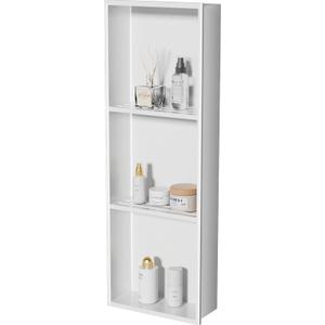No Tile Needed Shower Niche - 304 Stainless Steel Niche Shower with 3- Tier Shelves Recessed Wall Niches for Bathroom Storage (White, 36 X 12 X 4.13 Inches, 3)