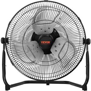 VEVOR Floor Fan, 3 Speeds High Velocity Heavy Duty 14 Inch Industrial Fan, 2560 CFM 360 Adjustable Tilt 19.69 ft/sec Airflow Large Metal Fan, for Home, Gym, Office, Garage, Commercial Shop & Bedroom, Black 