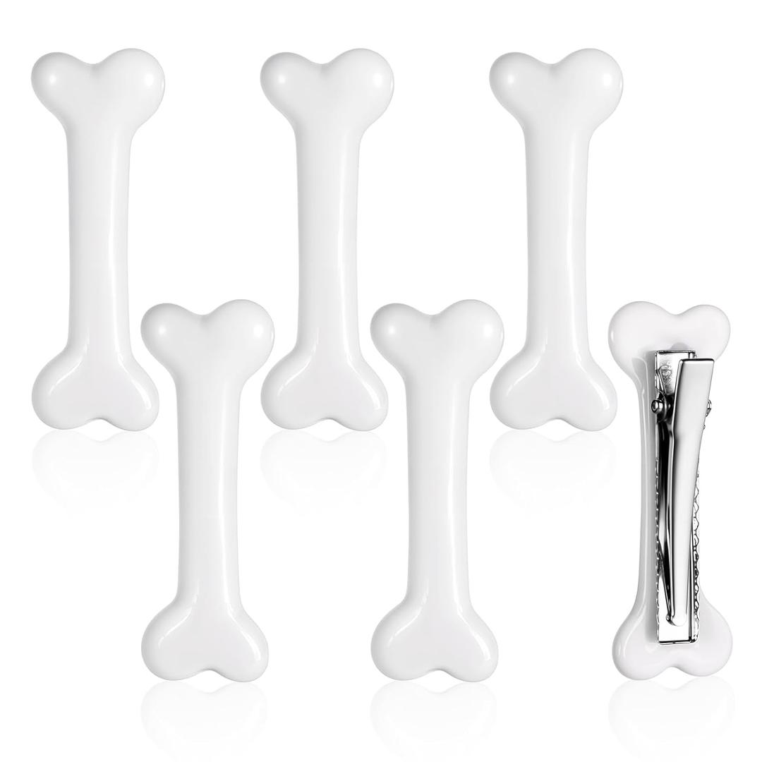 6Pcs Bone Hair Clip, Skull Skeleton HairPins, White Bones Hairpins for Women Girls, Side Hair Clip, Cosplay Costume Decorative Hair Pins Accessories, Dog Bone Alligator Clips