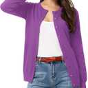 GRACE KARIN Purple Cardigan Sweaters for Women Lightweight Button Down Sweater Tops Dressy Casual Spring Clothes XL 