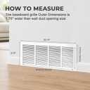 Baseboard Return Air Grille Fit 24x8 Duct Opening,7/8"(Depth) Margin Turnback for Baseboard,7/8"Thick Baseboard Return Air Vent Cover Grill,Outer Dimensions: 25.75"W X 9.75 "H X 7/8", White, 1-Pack, 24"WX8"H-Duct Opening