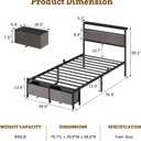 Twin Size Storage Bed Frame with 2 Drawers & Charging Station