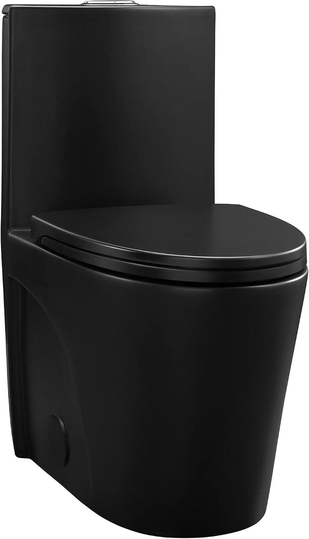St. Tropez One-Piece Elongated Toilet Vortex Dual-Flush in Matte Black 1.1/1.6 gpf
