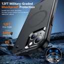 2 x SPIDERCASE Magnetic for iPhone 13 Case, with [2 Pcs Tempered Glass Screen Protector] Compatible with Magsafe Shockproof Military Protective Cover for iPhone 13 (Black)