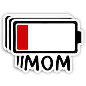 (3Pcs) Mama Sticker Funny Low Battery Motivational Quotes Family Mommy Love Mother's Day Nana Mimi Vinyl Decal for Tumbler Laptop Kindle Water Bottles Books Phone -Size 3x2.1 Inch
