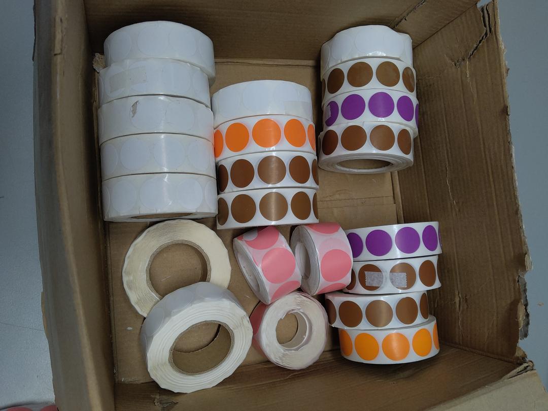 Round Dot Stickers 5 Assorted Colors Pink, Orange, Brown, Purple, White