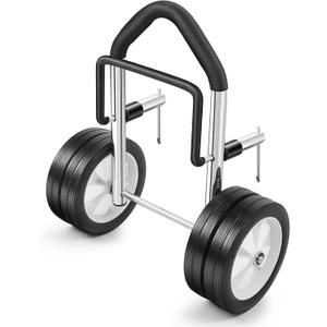Boat Dolly Canoe and Fishing Boat, Heavy-Duty Chrome-Plated Steel Boat Carrier Cart with Dual Wheels, Adjustable Clamp(Fit Transoms up to 3" Thickness)