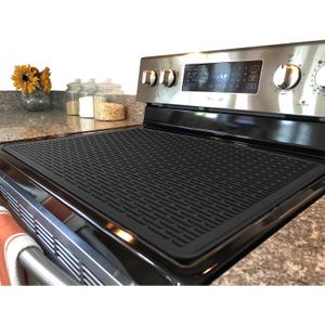Stove Top Cover for Electric Stove - Silicone Stove Mat for Glass Top, Glass Cooktop Protector, XL Dish Drying Mats For Kitchen, Oven Covers for Electric Stove (Black, 30 x 21)