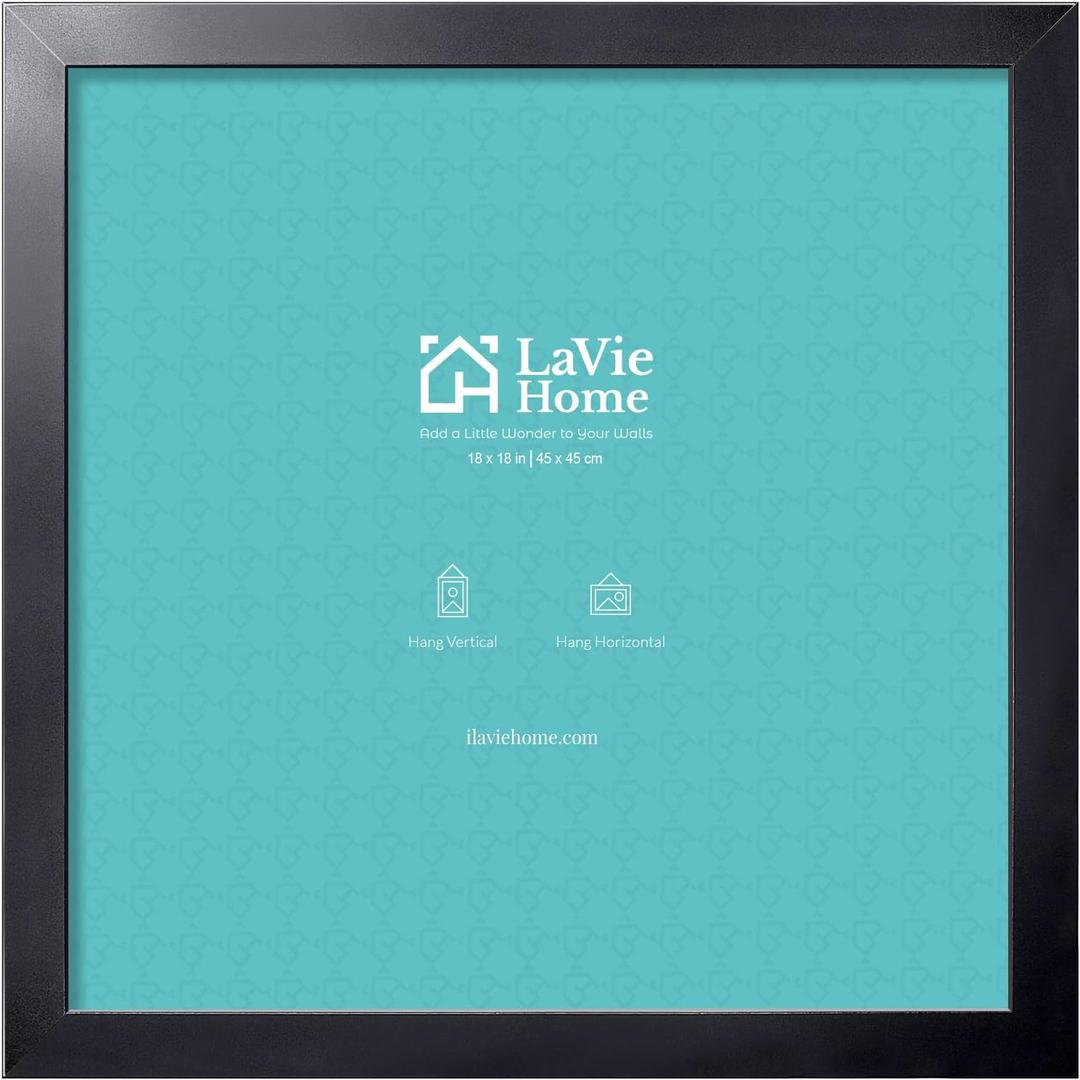 LaVie Home 18 x 18 Picture Frame, Square Poster Frame with High Definition Plexiglass, Horizontal or Vertical Wall Gallery Poster Frames Suitable for Photos, Artworks, Posters,Puzzle, Black 1pc