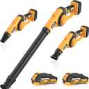 EWORK Small Leaf Blower Cordless 21V 130CFM/200MPH Lightweight Electric Leaf Blower with 2x2.0Ah Battery and Fast Charger, Mini Battery Powered Compact Blowers for Lawn Care, Leaves, Jobsite (Yellow)