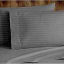 Set of Two Oversized Superhuge Pillow Case - Cover - 100% Egyptian Cotton, 600 Thread Count Sateen, (Size 31 x 40) (31 X 40, Elephant Grey Striped)