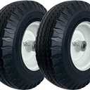 2-Pack 4.10/3.50-6" Flat Free Tire with Rim,13" Hand Truck Utility Universal Wheels, 3" Centered Hub with 5/8" Ball Bearings,w/Grease Fitting,410/350-6",410/350x6