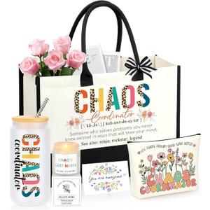 Chaos Coordinator Gifts, Boss Gifts for Women, Administrative Professional Day Christmas Coworker Appreciation Gift Ideas for Social Worker Boss Lady Coworker Manager Basket Set of 5