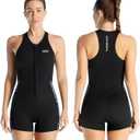 Womens Wetsuit Shorty Sleeveless Wetsuits One Piece 2 mm Swimsuit with Front Zipper for Swimming Diving Snorkeling Water Sport (Large, Black)