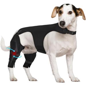 Supet Dog Rear Leg Sleeve to Stop Licking- Potty-Friendly for TPLO ACL Surgery Leg Injuries, Chew Resistant Washable Recovery Sleeve, for Male and Female Pets(Black,XS)