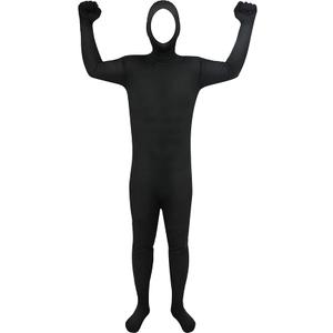 Halloween Open Face Full Bodysuit Spandex Open Face Cosplay Costume Stretchy Zentai Body Suit Unisex Full Body Unitard, Size: Large