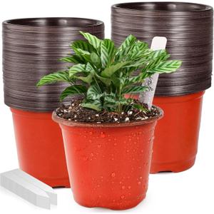 Plant Nursery Pot/Pots 100 Pcs 4" Plastic Small Plants Pots Flower Pots Seed Starting Pots for Plants Indoor Outdoor Seedling pots (with 100 Plant Labels)