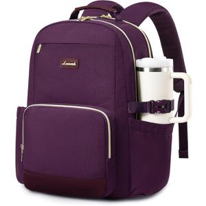 LOVEVOOK Laptop Backpack for Women with Pouch Pocket for Large Capacity Cup,17 Inch Laptop Computer Bag Travel Backpack Purse,Waterproof Work Business Backpack College Teacher Bags,Dark Purple