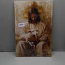 Jesus and Lamb Canvas Wall Art Abstract Christian Poster Prints Bible Stories Picture Artwork Wall Decor for Bedroom Living Room Prayer Room Church 24x16in Framed