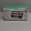 Retro Classic 80s Style Portable Boombox with Cassette Player Recorder, AM/FM/SW1/SW2 Radio, Bluetooth, USB/Micro SD Slots, Headphone Jack, 24W Dual Full-Range High Bass Speakers (Silver)