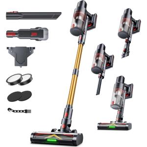 Cordless Vacuum Cleaner, 75Mins/55KPa/650W Self-Standing Stick Vacuum Cleaners for Home, Rechargeable, Lightweight, Anti-Static&Anti-Tangle Brush, for Hard Floor, Carpet, Hardwoods, Pet Hair