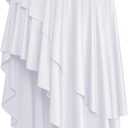 eoeoo Women's Sexy High Waisted Ruffle Hem Asymmetrical Flowy Long Skirt with Split (White, S)