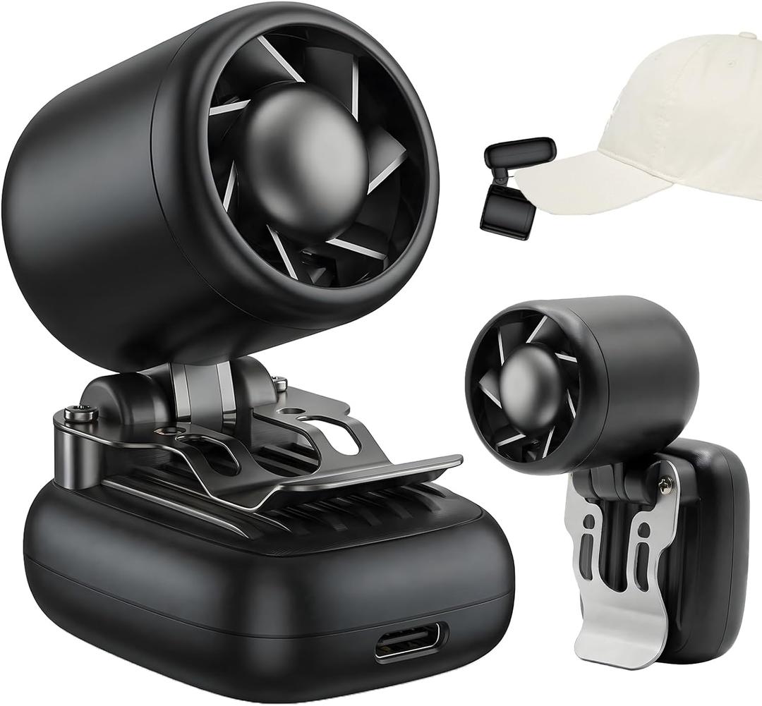 Clip-On Hat Fan with 3 Gear, Super-Mini Portable Handheld Fan, Only 0.13lb, Foldable Personal Fans Rechargeable, Face Cooling Fan for Baseball Cap, Visor Hat, Travel, Sports, Outdoor - Black