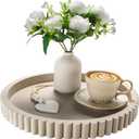 Handmade 12in Decorative Tray for Coffee Table Tray Decor, Gray Wooden Decorative Round Tray for for Coffee Table, Dining Room Table Entryway and Living Room Table