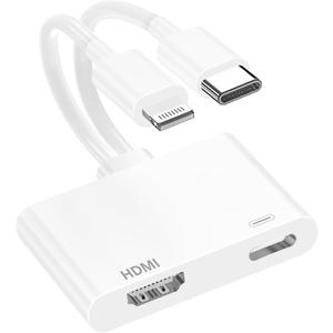 [Apple MFi Certified] Lightning and USB-C to HDMI Adapter for iPhone ipad to TV, 4K@60 Hz Sync Screen Apple to Digital AV Adapter for MacBook iPhone 17/16/15/14/13/12 to TV/Projector/Monitor