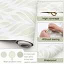 Sage Green Peel and Stick Wallpaper Boho Green Contact Paper Self Adhesive Neutral Removable Wallpaper for Bedroom Bathroom Waterproof Modern Leaf Contact Paper Farmhouse White 197inL 17.3inW