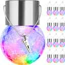 MAXvolador 12-Pack Hanging Solar Lights, Decorative Cracked Glass Ball Light, Multicolor Solar Powered Waterproof Globe Lighting for Garden, Tree