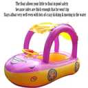 Baby Pool Float with Canopy Summer Steering Wheel Sunshade Swim Ring Car Inflatable Toys Infants Float Seat Boat for Kids Toddlers