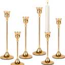Candlestick Holders Brass Gold Metal Taper Candle Holders, Set of 6 Vintage Decorative Centerpiece Candelabra Tall Candle Stands for Table Mantel Wedding Housewarming