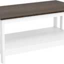 ChooChoo Farmhouse Coffee Table, White Living Room Table with Shelf, 40 Inch, 22"d x 39.9"w x 18.1"h