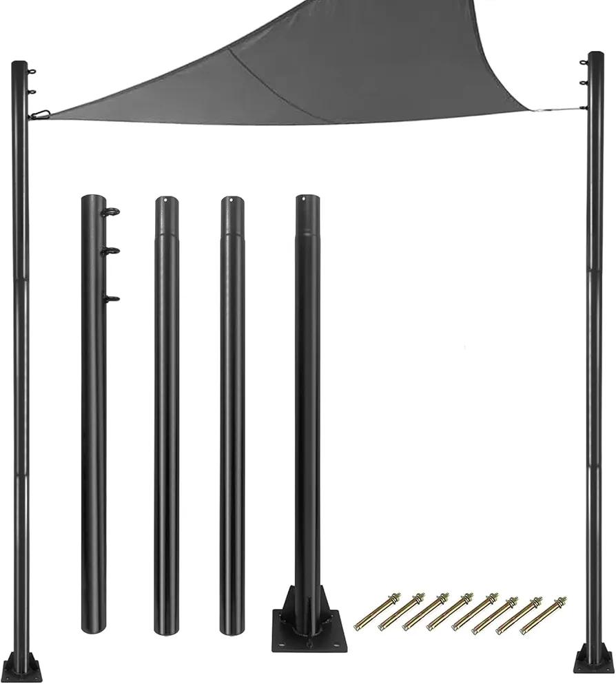 Velskud Shade Sail Pole, Length 10 feet, Diameter 3 inches, Steel Material, Heavy Duty Outdoor Sun Shade Sail Poles kit for Patio Outdoor Camping Pool Car Shade, Adjustable Height