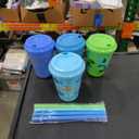 Ello 12oz Kids Plastic Reusable Color Changing Cups with Twist on Splash-Proof Lids and Straw, BPA Free, Dishwasher Safe (Rainforest, Pack of 4)