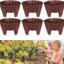 6 Pack Round Planting Grow Rings,10" Planting Protective Round Edging, Plant Support Rings to Protects Plants, Deep Watering Plant Collars for Vegetables Herbs Flowers (Brown)