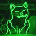 Cat Neon Sign for Wall Decor, USB Powered Cool Cat Neon Light, Funny Green Cat LED Light Up Sign for Birthday New Year Man Cave Teen Party Game Room Decoration
