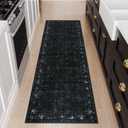 Vintage Kitchen Runner Rug 2'x6', Runners for Hallways Non Slip Washable Runner Rug, Ultra-Thin Soft Carpet Runners for Hallway 6 ft Runners for Entryway Bedroom (Black)