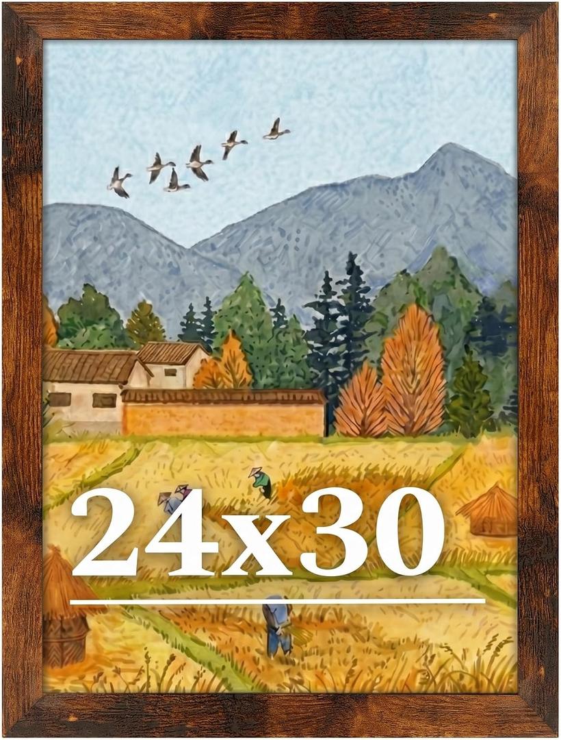 24x30 Picture Frame for Wall Display, 24x30 Brown Picture Frame with Shatter Resistant Plexiglass, Stable and Sturdy 24 x 30 Poster Frame for Wall Display, Handpicked Gift Collection, 1 Pack
