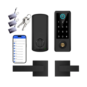 BEBASIA Smart Fingerprint Door Lock with Handle Set, Full App Control, Electronic Digital Touchscreen Keypad, Deadbolt Smart Locks for Front Door, Auto Lock, Black